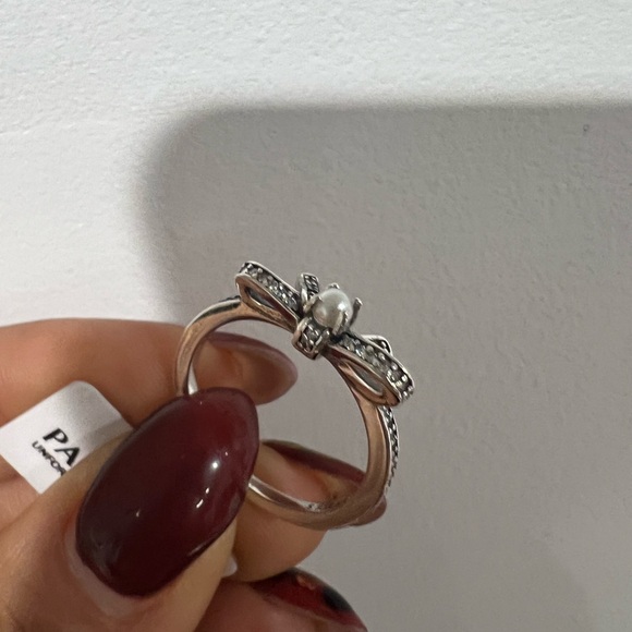 NEW BOW PEARL PANDORA RING, STERLING SILVER 925, SIZE: 58/ 8.5 - Picture 14 of 16